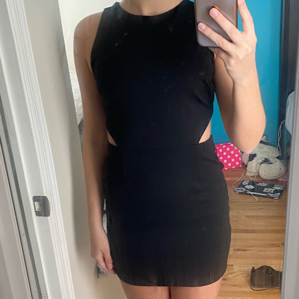 Black mini dress with cutouts